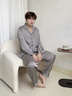 LULU CARTER100%桑蠶絲大碼長(cháng)袖真絲睡衣男士新款高檔絲綢舒適家居服禮盒套裝 青灰男【長(cháng)袖+長(cháng)褲】 XL 建議130-150 曬單實(shí)拍圖