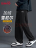 班尼路（Baleno）褲子男秋冬季直筒褲加絨復古潮流雪尼爾休閑長(cháng)褲慵懶風(fēng)痞帥男褲 曬單實(shí)拍圖
