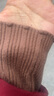 三彩2024冬季新款純色坑條針織衫木耳邊半高領(lǐng)修身打底內搭簡(jiǎn)約女 曬單實(shí)拍圖