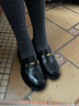Bata樂(lè )福鞋女春秋冬新款牛皮粗跟通勤一腳蹬單鞋15711CA5 黑色 38 曬單實(shí)拍圖