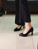威谷爾真皮軟底久站不累腳防水臺工作鞋黑色高跟鞋女職業(yè)空乘通勤禮儀鞋 7cm超纖（8008） 粗跟不累腳 37 曬單實(shí)拍圖