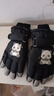 牧萌兒童滑雪手套冬季保暖防水防寒男童女童小孩加絨玩雪手套 黑熊貓 曬單實(shí)拍圖