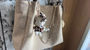 心楠新款大容量托特包百搭珍珠鏈條休閑單肩女學(xué)生上課通勤斜挎包包女 卡其色豹紋托特包-送掛件 曬單實(shí)拍圖