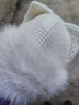 JIOESC帽子女秋冬時(shí)尚洋氣保暖顯臉小可愛(ài)貓耳朵毛絨針織毛線(xiàn)帽護耳帽子 白色 帽圍【56-58cm】 曬單實(shí)拍圖