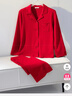 愛(ài)慕（Aimer）25新品睡衣套裝女舒適親膚棉莫干爽透氣長(cháng)袖長(cháng)褲逸家家居服套裝 【新品】長(cháng)袖長(cháng)褲套裝-紅色 L 170 曬單實(shí)拍圖