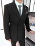 花花公子（PLAYBOY）男士西服套裝2025秋季新款黑色正裝新郎結婚雙排扣西裝外套 單西黑色 XL 建議體重130-140斤 曬單實(shí)拍圖