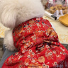 嬉皮狗（hipidog）小狗狗新年立體蝴蝶結牽引裙子泰迪約克夏小型犬秋冬厚款寵物棉衣 娜塔紅（可牽引） L （建議體重8-11斤） 曬單實(shí)拍圖