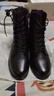 紅蜻蜓中筒靴女厚底增高加絨保暖靴女短筒馬丁靴女英倫皮靴 WTC331611C 曬單實(shí)拍圖