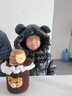 戴維貝拉（DAVE＆BELLA）男童中長(cháng)款羽絨服冬裝新款女寶寶白鴨絨外套小童連帽上衣童裝 小熊印花【現貨】 130 cm 【充絨量144g】 曬單實(shí)拍圖