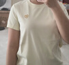 UR秋季新款女裝休閑刺繡釘珠裝飾短袖T恤UYY450287 淺黃色 XS 曬單實(shí)拍圖