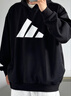 阿迪達斯（adidas）男女同款復古百搭潮流休閑套頭衫 黑色 M 曬單實(shí)拍圖