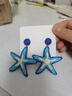 妙奕嘉海邊度假風(fēng)耳環(huán)女2025年新款耳墜夸張耳飾小眾設計耳釘生日禮物女 藍色海星耳環(huán) 一對 曬單實(shí)拍圖