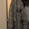 尚靜毛呢大衣女25年冬季新款格紋撞色西裝外套女夾棉加厚保暖呢子大衣 曬單實(shí)拍圖
