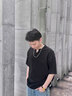 MEDE肌理感V領(lǐng)短袖T恤男士夏季冰絲薄款高街潮牌純色半袖 黑色 2XL 曬單實(shí)拍圖