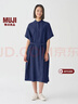 MUJI MUJI IDEE 女式 強捻短袖襯衫連衣裙女裝裙子夏季連身裙GAD12C4S 藏青色 M (155/80A) 曬單實(shí)拍圖