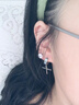 芯奢十字架耳夾男潮流美式酷帥男生耳環(huán)免打孔無(wú)耳洞假耳釘潮男耳飾品 銀色耳夾一對 曬單實(shí)拍圖