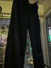 拉夏貝爾羊毛毛呢闊腿褲女秋冬2025新款高腰窄版彎刀香蕉褲 黑色 L 曬單實(shí)拍圖