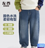左西男童牛仔褲兒童褲子春裝2026新款男孩春裝中大童長(cháng)褲 牛仔色 150 曬單實(shí)拍圖