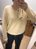 香影【綿羊毛+山羊絨】黃色v領(lǐng)毛衣女2025冬季新款慵懶風(fēng)針織上衣 黃色 L 165/88A/110-125斤 曬單實(shí)拍圖