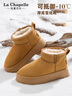 拉夏貝爾（La Chapelle）女鞋雪地靴女冬季新款加絨保暖蓄溫短筒休閑棉鞋女-002 駝色 36 曬單實(shí)拍圖