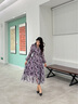 珂萊蒂爾Koradior2026春季新款氣質(zhì)精致蝴蝶玫瑰刺繡印花連衣裙女 灰紫羅蘭色 S 曬單實(shí)拍圖