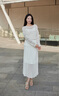 歌力思（ELLASSAY）【萊賽爾百褶透膚】2026春高腰大擺顯瘦中長(cháng)款半身裙女EWB371M001 珠光白 XS 曬單實(shí)拍圖