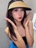 DOMKHG遮陽(yáng)帽防曬帽女空頂防曬防紫外線(xiàn)夏季戶(hù)外大帽檐沙灘草帽騎車(chē)防曬 暖卡其 曬單實(shí)拍圖