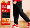 特步福燈賀歲|童裝兒童秋冬薄絨金標logo長(cháng)褲保暖運動(dòng)褲子 丹青黑 170 曬單實(shí)拍圖