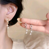 翡宇 長(cháng)款鑲鉆珍珠耳環(huán)  小眾氣質(zhì)女款耳飾 時(shí)尚設計感流蘇耳墜  A1653銀 曬單實(shí)拍圖