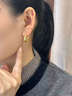 COISE老人足純銀耳環(huán)女?huà)寢尶钏厝S金色耳圈首飾品耳墜新年禮物送長(cháng)輩 純真光面足銀耳環(huán)-鍍金款 曬單實(shí)拍圖