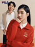 FILA 斐樂(lè )情侶款男女套頭衛衣2026春新款休閑海棠花半開(kāi)襟紅色新年T恤 蒸汽白-IV L 175/96A/L 曬單實(shí)拍圖