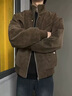 啄木鳥(niǎo)2025冬季新款美式美拉德座山雕外套棉上衣服男士加絨加厚立領(lǐng)夾克 咖色 【加絨加厚/不臃腫】 XL 【建議130-150斤】 曬單實(shí)拍圖
