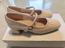 百麗通勤瑪麗珍女鞋羊皮革單鞋B2697CQ5 米白 36 曬單實(shí)拍圖