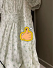 百圖betu女裝夏新款連衣裙法式拉鏈碎花短袖雪紡連衣裙女2307T69 綠色 M 曬單實(shí)拍圖