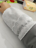 韓版秋冬蕾絲絨布短款防污袖套可愛(ài)成人學(xué)生上班家用干活護袖頭女 小結邊純色：淺灰 曬單實(shí)拍圖