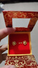 黃金豆豆耳釘女純金999足金耳環(huán)小金豆養耳洞耳飾送女友生日禮物 彎鉤款式+配送禮盒+國檢證書(shū) 4mm光面一對（999足金特惠沖量） 曬單實(shí)拍圖