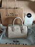 蔻馳（COACH）【禮物】奧萊女士女包經(jīng)典標志老花ROWAN 迷你波士頓單肩斜挎包 SV/沙黃色/灰褐色 混合色 曬單實(shí)拍圖