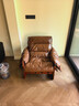 OUOETY單人沙發(fā)椅澤西島椅客廳中古風(fēng)皮沙發(fā)椅子休閑懶人椅實(shí)木復古躺椅 摩登棕【生態(tài)真皮】實(shí)木框架 曬單實(shí)拍圖
