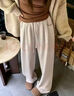浪莎糯米褲女秋冬白色加絨加厚2025新款軟糯高腰垂感直筒棉褲闊腿褲 曬單實(shí)拍圖
