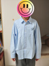 左西男童襯衫兒童純棉2026春新款襯衣帥氣男孩春裝外套潮 淺藍色 140 曬單實(shí)拍圖