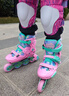 米高專(zhuān)業(yè)溜冰鞋兒童初學(xué)者輪滑鞋滑冰旱冰鞋女童滑輪鞋男童平花鞋 粉色套裝二【鞋+MK9頭盔+新款護具+包】 S （29-32） 曬單實(shí)拍圖