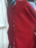 她享針織開(kāi)衫女插肩袖毛衣外套紅色百搭針織上衣外搭開(kāi)衫 T53Z127 曬單實(shí)拍圖