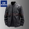 羅蒙（ROMON）皮衣男外套春秋冬季立領(lǐng)修身休閑帥氣皮夾克男士機車(chē)服加絨加厚 黑色 不加絨 XL 曬單實(shí)拍圖