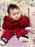 G.duck拜年服嬰兒夾棉連體衣秋冬季周歲女寶寶過(guò)年喜慶衣服加絨棉服外出 紅色棉服+披肩 80cm 建議6-9個(gè)月16-20斤 曬單實(shí)拍圖