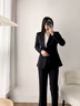 晨芙職業(yè)裝西裝套裝女時(shí)尚白領(lǐng)西服外套氣質(zhì)女神范通勤面試正裝工作服 黑色西裝+大腳褲 M 建議90-100斤 曬單實(shí)拍圖