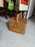 拜神籃子手工仿藤編織野餐籃雙層帶蓋雞蛋收納籃水果籃拜拜手提籃 長(cháng)方形雙層43cm 曬單實(shí)拍圖