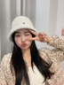 CHANEELR & KARITH帽子女2025新款冬季漁夫帽兔毛水桶盆帽生日新年禮物送女友老婆 奶白色 均碼 均碼可調節 曬單實(shí)拍圖