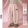 ASK JUNIOR兒童褲子秋冬小童搖粒絨保暖運動(dòng)休閑長(cháng)褲女童寬松褲子 粉色 120 曬單實(shí)拍圖