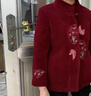 俞兆林中老年人秋裝女裝秋冬外套70歲奶奶冬季加絨加厚外套老人婆婆衣服 酒紅加絨上衣單件 2XL (建議100-115斤) 曬單實(shí)拍圖