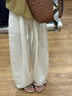 莫代爾亞麻闊腿褲子女2026春夏新款高腰顯瘦寬松直筒老錢(qián)風(fēng)女士休閑褲 曬單實(shí)拍圖